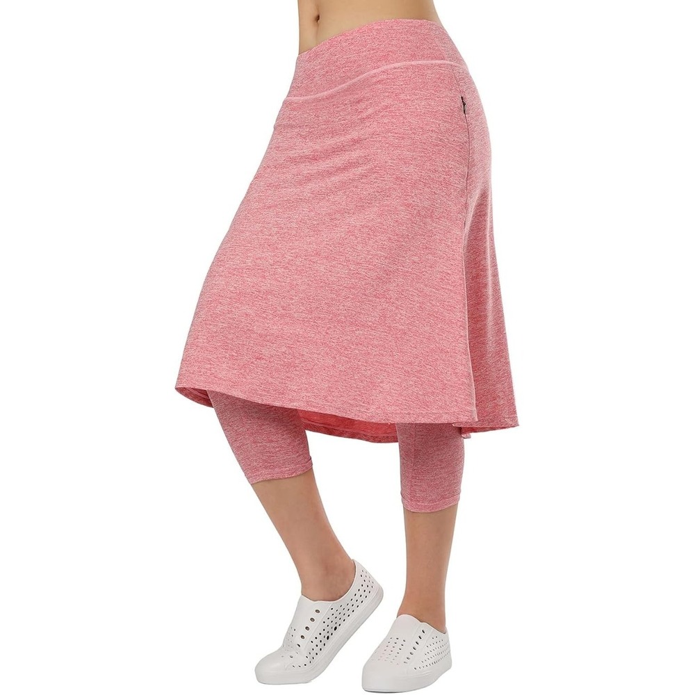 Xioker Pink Skirted Capri Leggings Golf Tennis Modest Athleisure Wear L